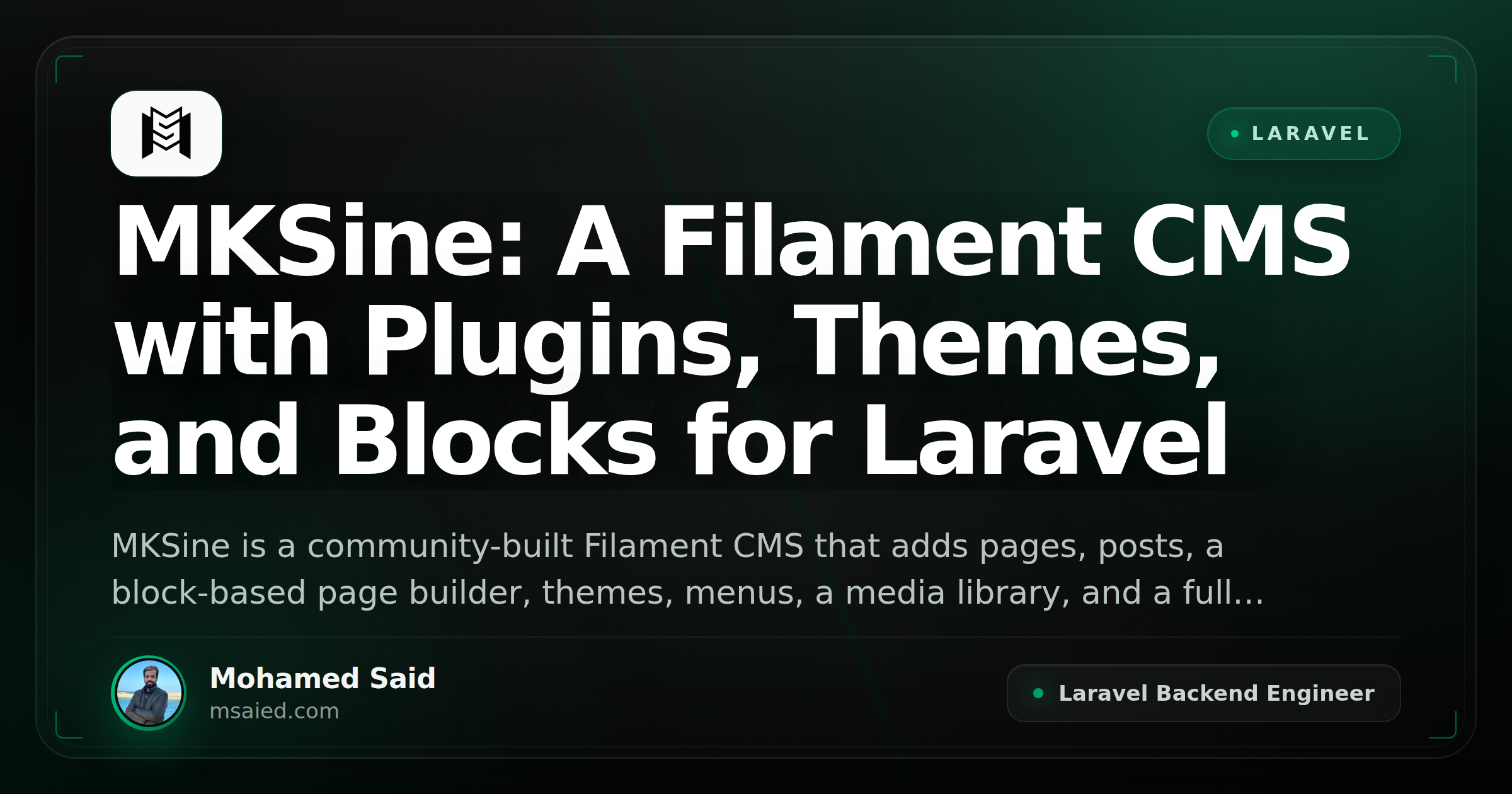 MKSine: A Filament CMS with Plugins, Themes, and Blocks for Laravel