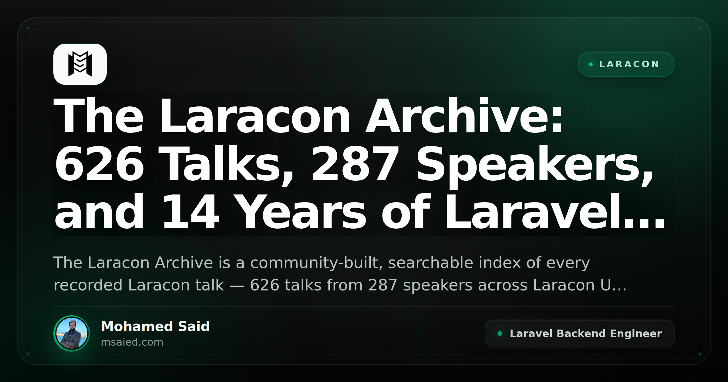 The Laracon Archive: 626 Talks, 287 Speakers, and 14 Years of Laravel History