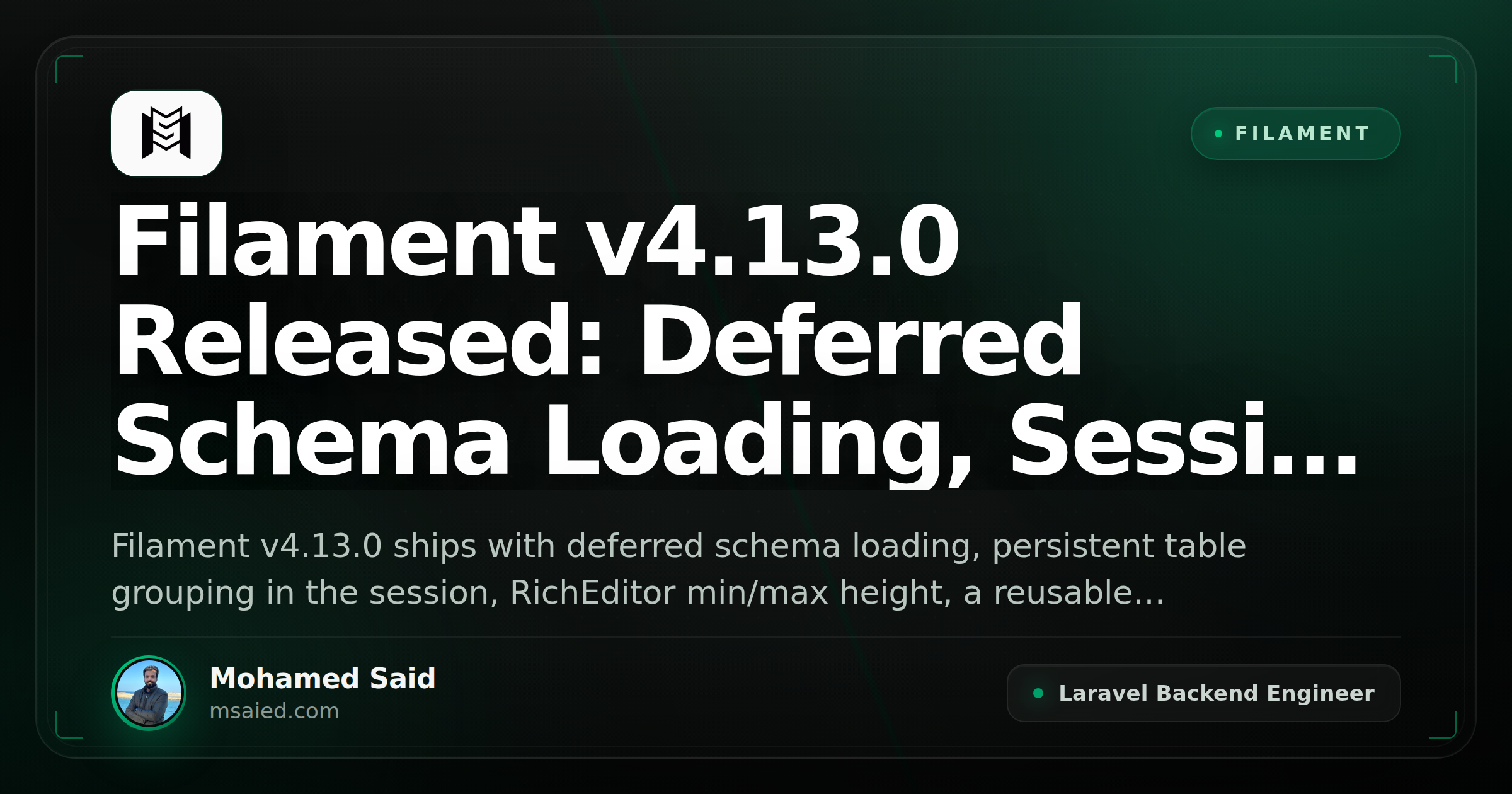 Filament v4.13.0 Released: Deferred Schema Loading, Session Grouping & More