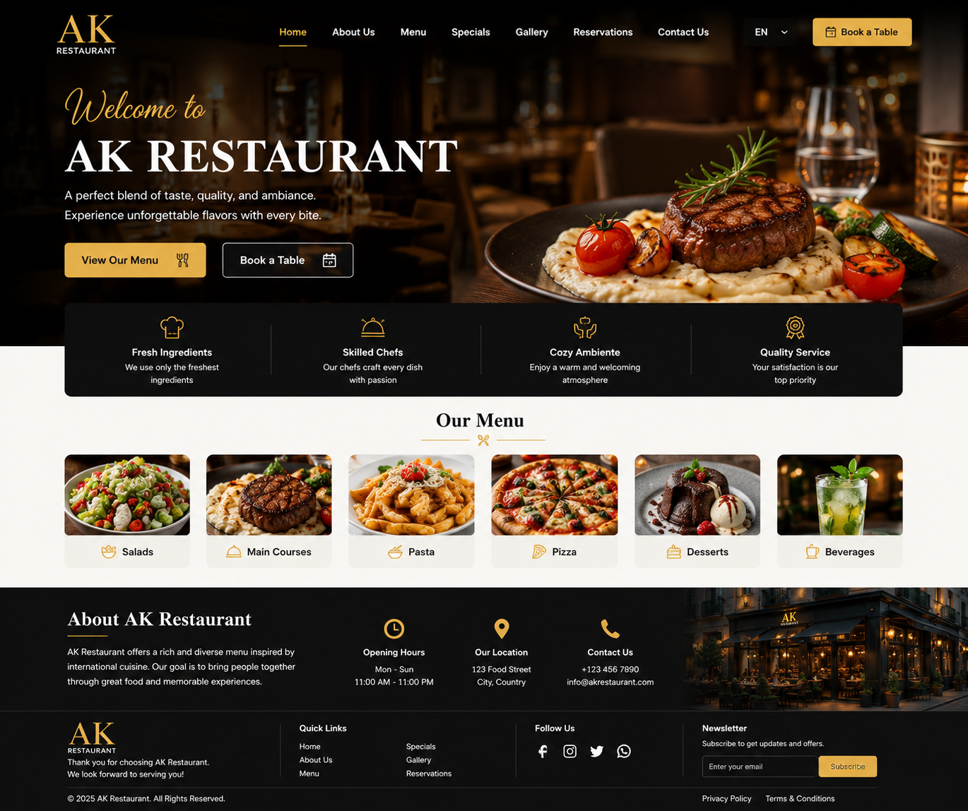 AK Restaurant Website