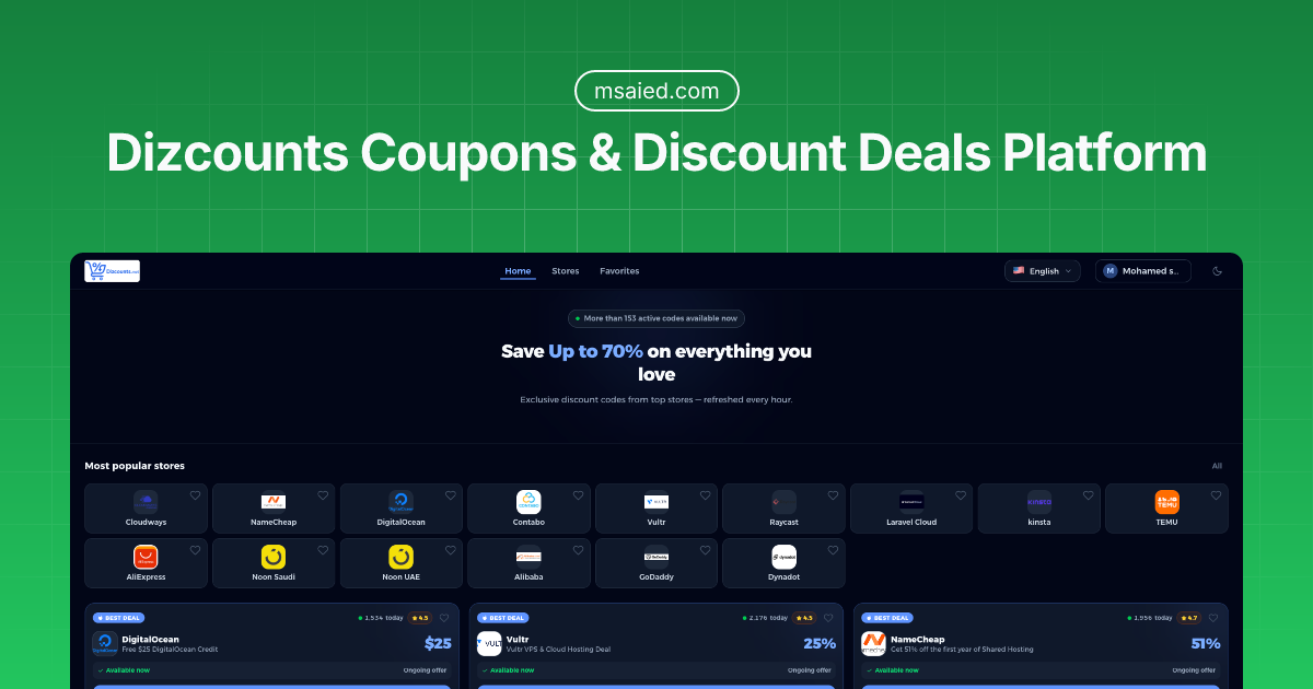 Dizcounts Coupons & Discount Deals Platform