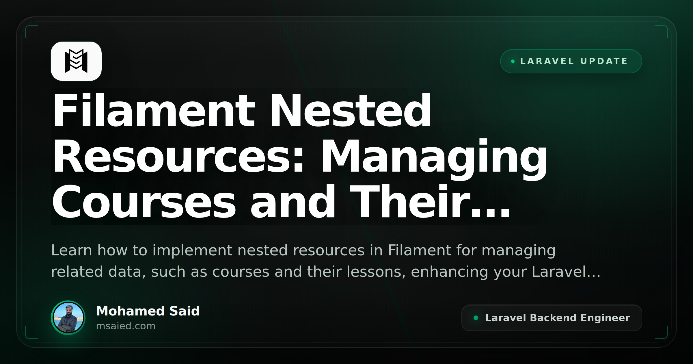 Filament Nested Resources: Managing Courses and Their Lessons