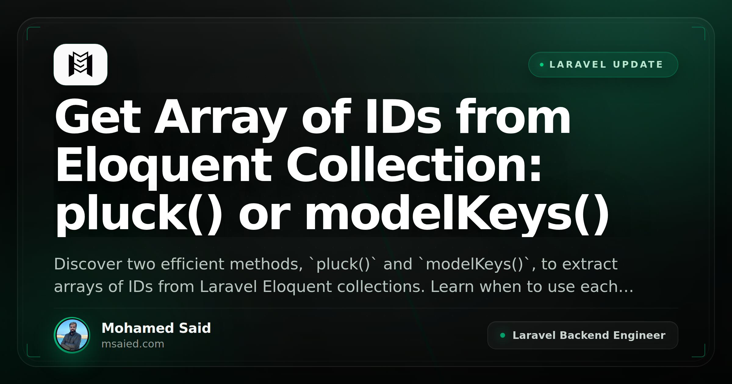 Get Array of IDs from Eloquent Collection: pluck() or modelKeys()